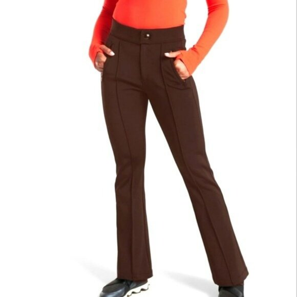 Athleta Womens Brown Wide-Leg Fleece Lined Ski Pants Size 4 - Picture 1 of 7